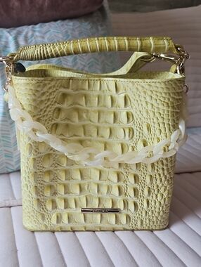 Brahmin Mini Amelia In Lemonade Yellow with Resin Chain